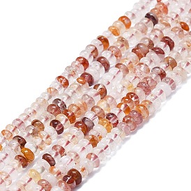 Brins de perles de quartz hématoïde rouge naturel/quartz ferrugineux, quartz de feu, disque
