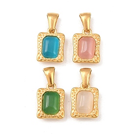 304 нержавеющая сталь с подвесками из кубического циркония, прямоугольные, золотые