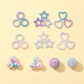 Набор для изготовления ювелирных изделий из искусственного жемчуга своими руками, включая соединительные кольца и бусины из абс-пластика, круглый и кольцо и сердце и звезда