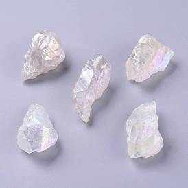 Angel Aura Quartz, Rough Raw Natural Quartz Crystal Pendants, Nuggets, AB Color Plated