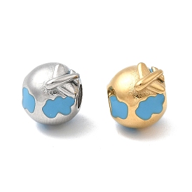 304 эмаль нержавеющей стали европейские шарики, бусины с большим отверстием, раунд с самолетом, ионное покрытие (ip)