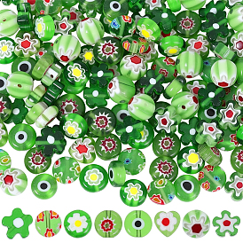 160 Stück 8 Stile: handgefertigte Millefiori- und Nazar-Perlen aus Glas., Mischformen
