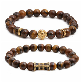 Ensemble de bracelets en perles, œil de tigre, tête de lion, style boho, bijoux créatifs à faire soi-même