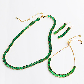 Colorful Green Zircon Necklace with Multi-Color Claw Chain and Crystal Pendant