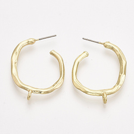 Alloy Stud Earring Findings, Half Hoop Earrings, with Steel Pins and Loop