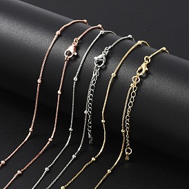 Латунные спутниковые цепочки ожерелья для женщин, 304 из нержавеющей стали застежкой омар, стойки покрытие, без свинца и без кадмия, долговечный