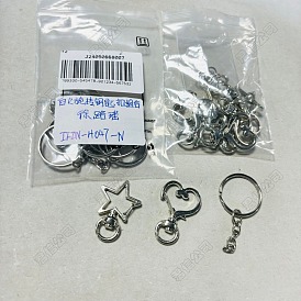 10Set 2 Styles Star Alloy Swivel Clasps with 10Pcs Iron Split Key Rings