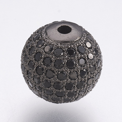 Латунные микро проложить кубического циркония бусы, без свинца и без кадмия, круглые