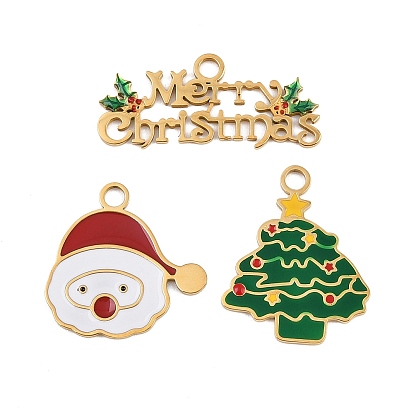 304 эмалированные подвески из нержавеющей стали с рождественской тематикой, золотые