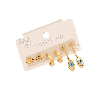 Stainless Steel Eye Earrings Set Butterfly Heart Studs Chic Jewelry E453
