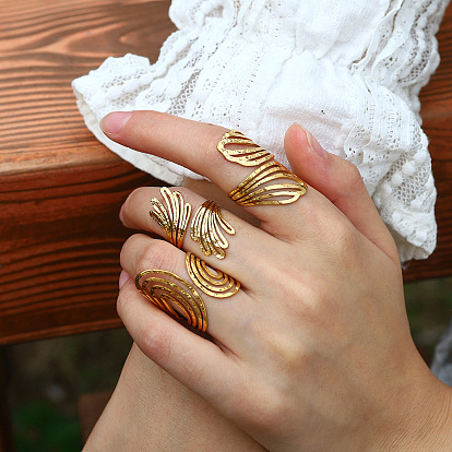 Многослойные полые линии 304 открытые кольца-манжеты из нержавеющей стали для женщин