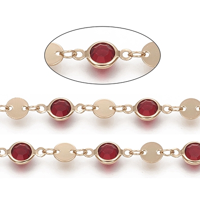 Плоские круглые цепочки из бисера ручной работы, с латунной ссылки, долговечный, пайки, с катушкой