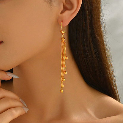 Круглые серьги-кольца с кисточками из латуни