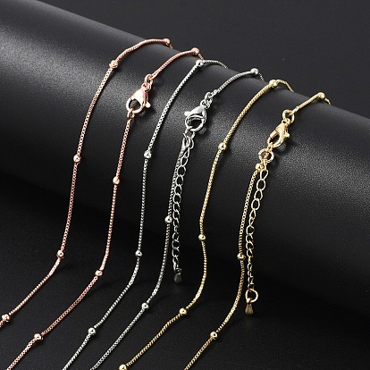 Латунные спутниковые цепочки ожерелья для женщин, 304 из нержавеющей стали застежкой омар, стойки покрытие, без свинца и без кадмия, долговечный