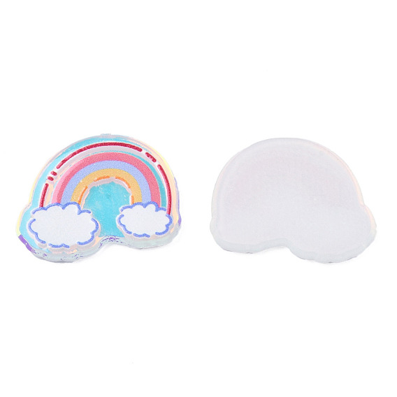 Transparent Printed Acrylic Cabochons, Rainbow