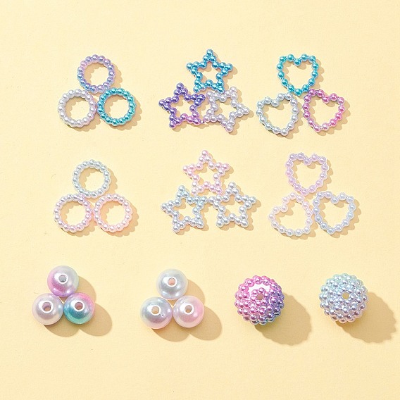 Набор для изготовления ювелирных изделий из искусственного жемчуга своими руками, включая соединительные кольца и бусины из абс-пластика, круглый и кольцо и сердце и звезда