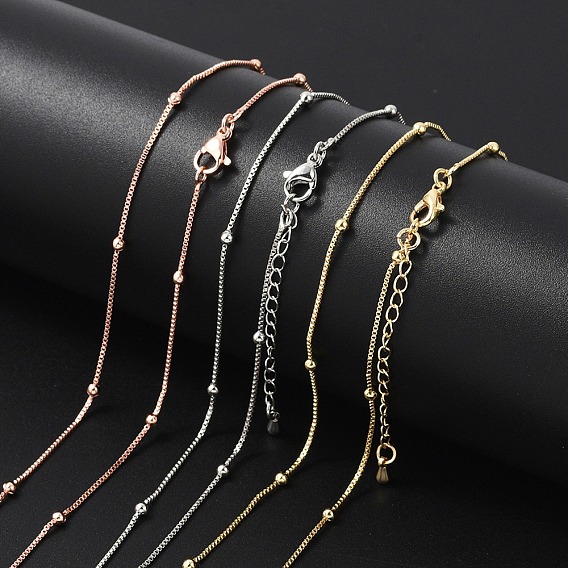 Латунные спутниковые цепочки ожерелья для женщин, 304 из нержавеющей стали застежкой омар, стойки покрытие, без свинца и без кадмия, долговечный