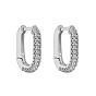 925 Sterling Silver Hoop Earrings, Minimalist Design Micro Cubic Zirconia Oval Personalized Women's Earrings