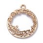 Zinc Alloy Open Back Bezel Pendants, For DIY UV Resin, Epoxy Resin, Pressed Flower Jewelry, Ring with Word Bee Happy