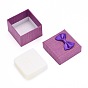 Cardboard Ring Boxes, with Sponge Inside, Square with Bowknot