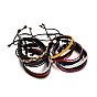 Adjustable Leather Cord Multi-Strand Bracelets, with PU Leather Cords, 54mm, 9~16x3