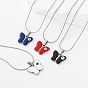 304 Collares con colgante de mariposa y ojo turco de acero inoxidable esmaltado para hombres y mujeres, color acero inoxidable
