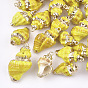 Spray Painted & Electroplate Spiral Shell Pendants, with Iron Findings, Light Gold