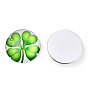 Flatback Glass Cabochons for DIY Projects, Dome/Half Round with Clover Pattern