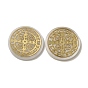 Religion Natural White Shell Cabochons, with Gold Foil, Flat Round