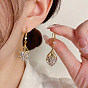 Alloy Rhinestone Teardrop Dangle Earrings for Women, Light Gold