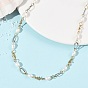 Collares de cadena de perlas de arroz cultivadas de agua dulce naturales, 304 joyas de acero inoxidable para mujer, blanco