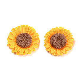 Opaque Resin Flower Cabochons, Sunflower