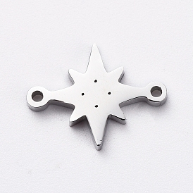 304 звенья / соединители из нержавеющей стали для изготовления ювелирных изделий, ручная полировка, мерцающая звезда