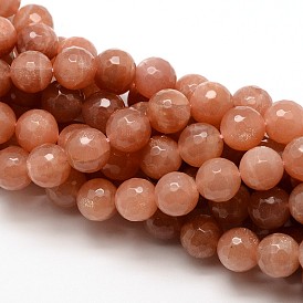 Grade AAA Natural Gemstone Sunstone Faceted Round Beads Strands