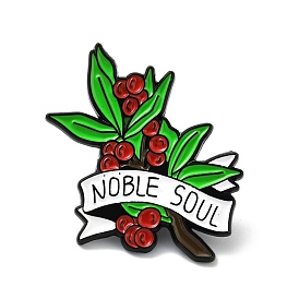 Word Noble Soul Enamel Pins, Flower Alloy Badges for Backpack Clothes, Electrophoresis Black