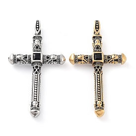 Style tibétain 304 pendentifs en acier inoxydable, croix