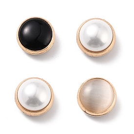 Anti-Exposure Magnetic Suction Traceless Brooch for Clothes, Alloy with Half Round Cat Eye Beads