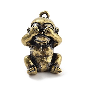Tibetan Style Brass Pendants, Monkey