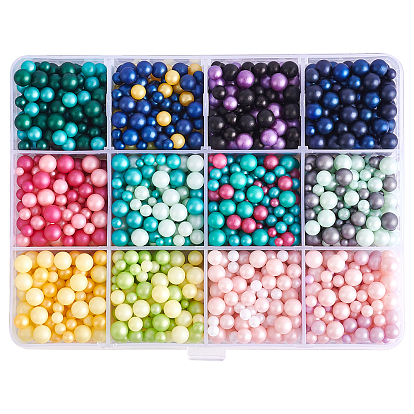 1920Pcs ABS Plastic Beads, No Hole, Nail Art Decoration Accessories, DIY Crystal Epoxy Resin Material Filling, Round