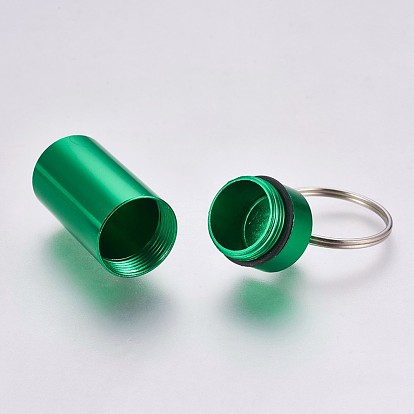 Outdoor Portable Aluminium Alloy Small Pill Case, with Iron Key Ring