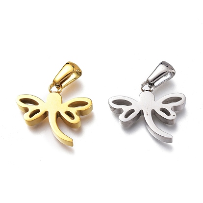 Ion Plating(IP) 304 Stainless Steel Pendants, Manual Polishing, Dragonfly