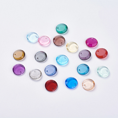 Transparent Acrylic Charms, Faceted, Flat Round