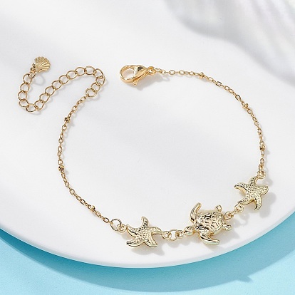 304 Браселаты из нержавеющей стали, браслеты-цепочки для женщин, черепаха и морская звезда