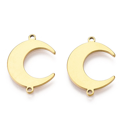 201 Stainless Steel Connector Charms, Laser Cut, Moon