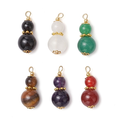 Подвески из натурального селенита/аметиста/черного оникса (окрашенного и нагретого)/зеленого авантюрина/тигрового глаза/сердолика, подвески из тыквы с латунной фурнитурой