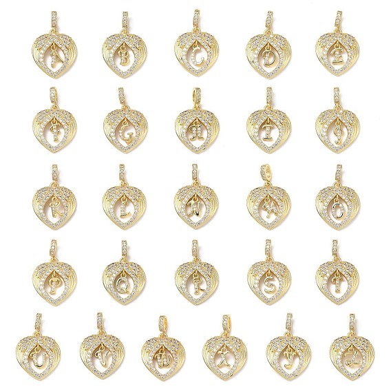 Латунные микропаве прозрачные подвески с фианитом, крыло с буквенными подвесками, без свинца и без кадмия, долговечный, стойки покрытие, реальный 18 k позолоченный