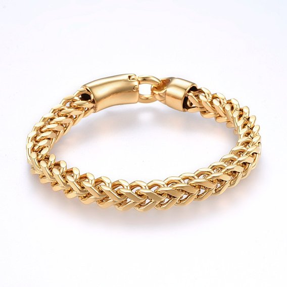 304 Stainless Steel Chain Bracelets, with Bayonet Clasps