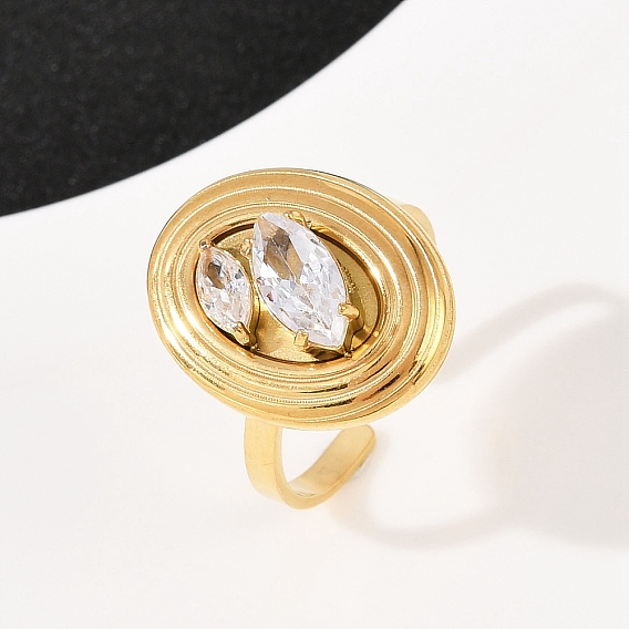 304 из нержавеющей стали Манжета кольца для женщин, овальные, со сверлом по стеклу