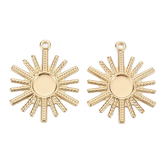 Eco-Friendly Iron Pendants Cabochon Settings, Cadmium Free & Lead Free, Flower