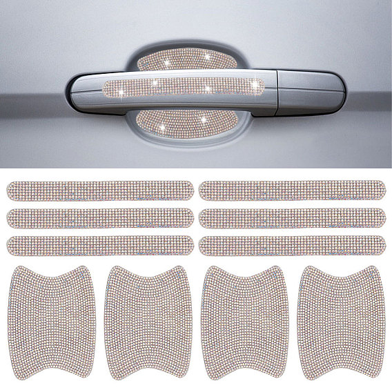 10шт 2 стильные наклейки на дверные ручки автомобиля со стразами, дверная ручка защитная пленка защитная крышка защитная пленка